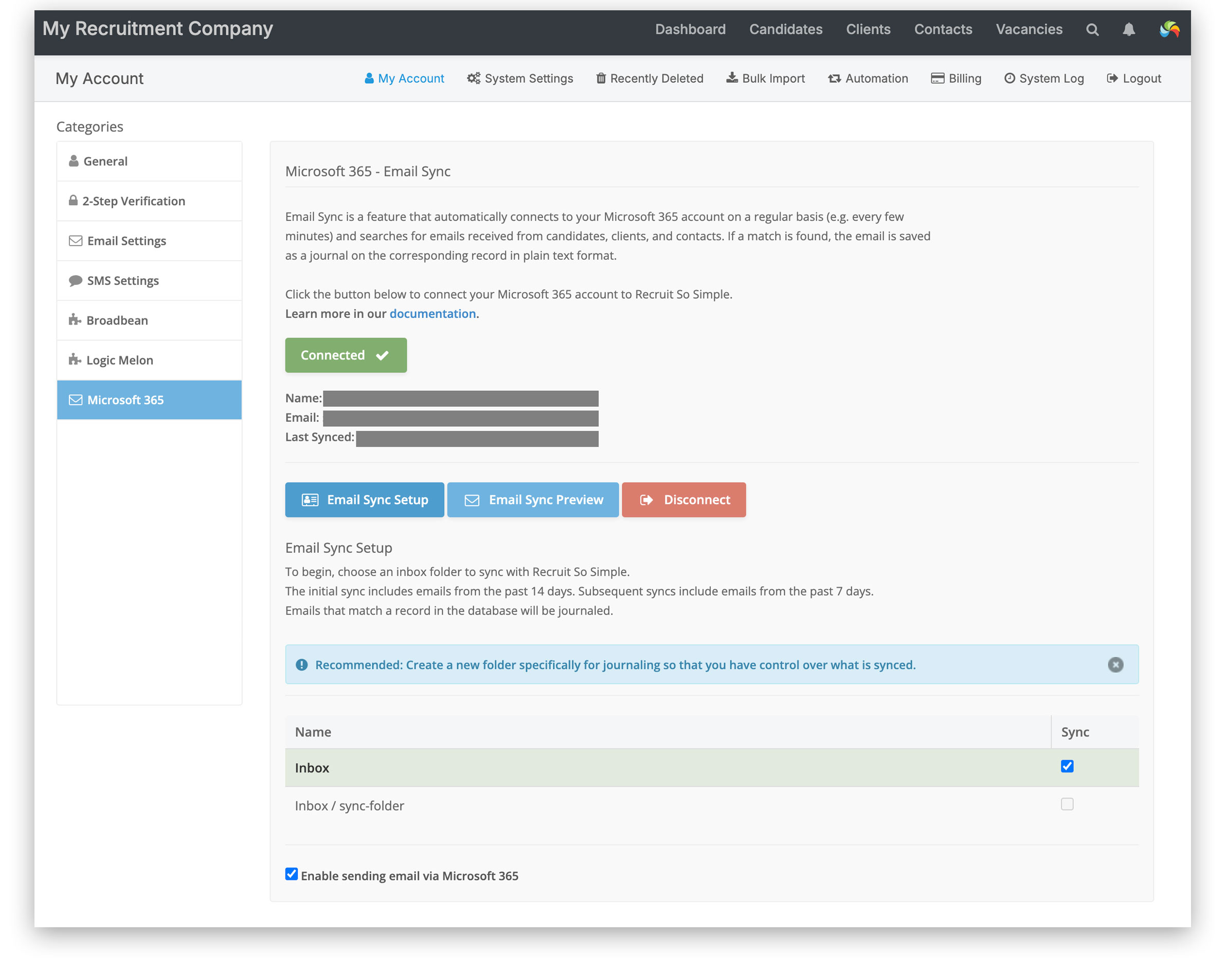 Email Sync Setup