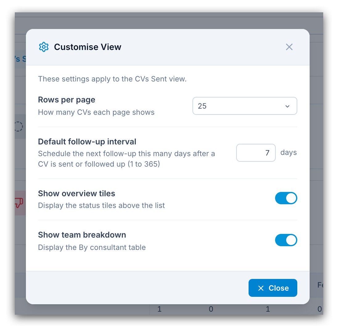 Customise View